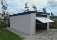 Blaszany garaż tynkowany, jednospadowy dach, 3,1x7 m